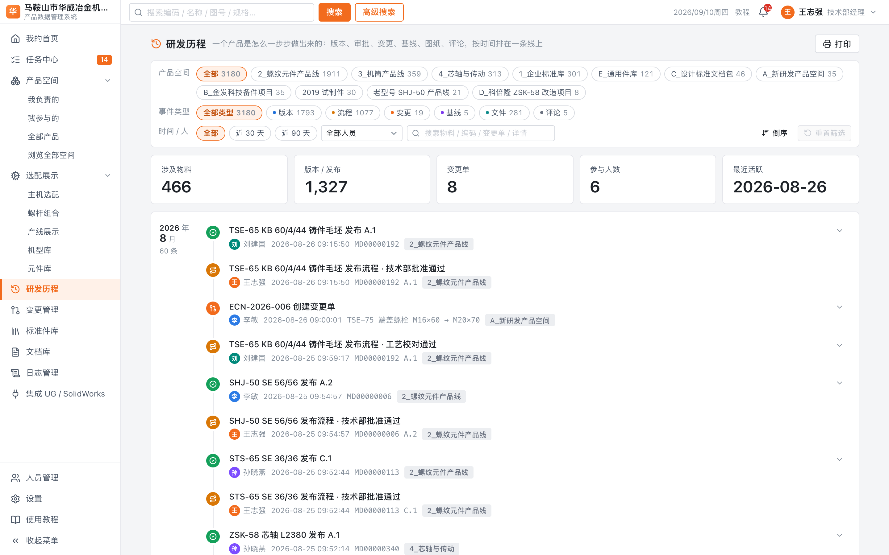 左边菜单点「研发历程」